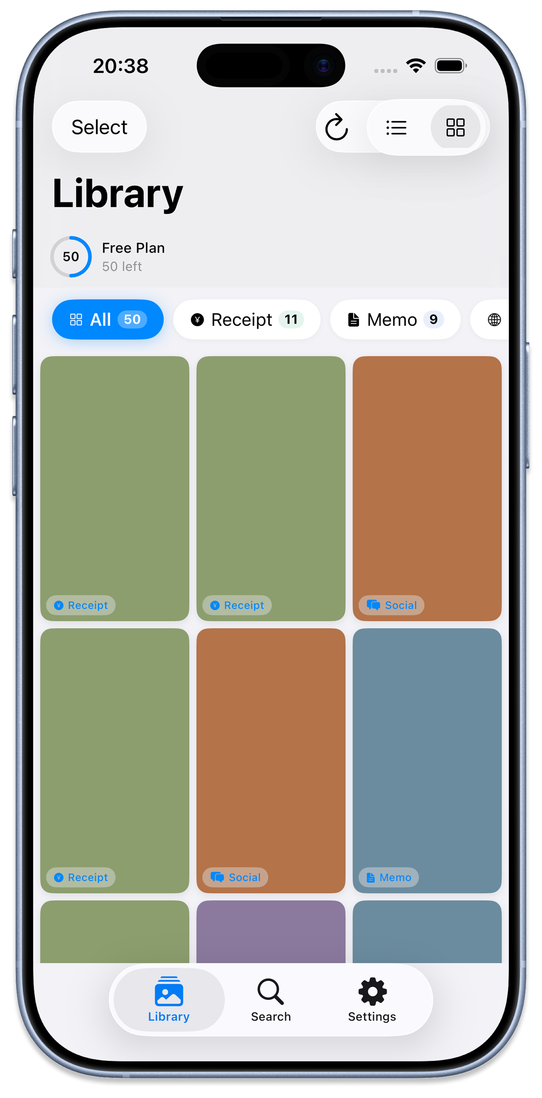 Recalla Library Screen